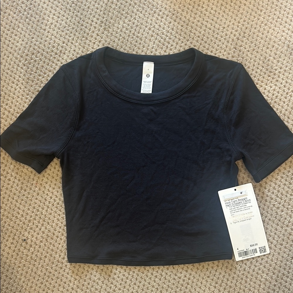 Black Short Sleeve Crop Top